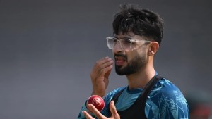 Abrar Ahmed bowled Conway with a deceptive carrom ball.